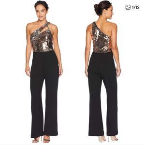 Alexia Admor One Shoulder Sequin Bodice JUMPSUIT